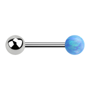 Barbell argent avec boule et boule opale bleu clair