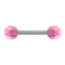Barbell silver with two balls opal pink