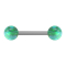 Barbell silver with two balls opal green