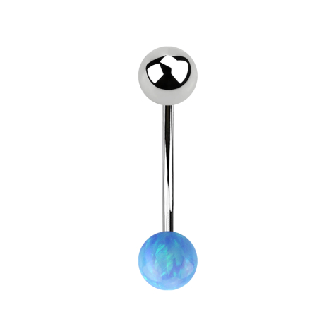 Micro banana silver with ball and ball opal light blue