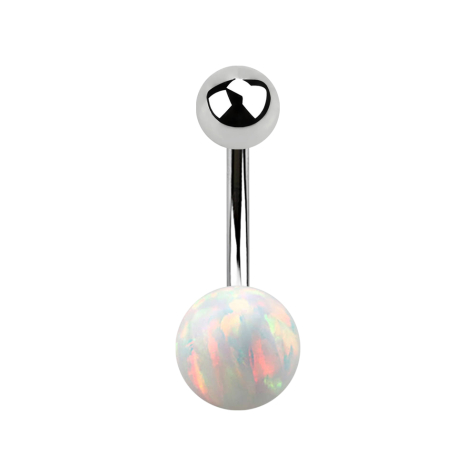 Banane argentée avec boule et boule opale blanche