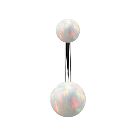 Banane argentée avec deux boules opales blanches