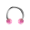 Micro Circular Barbell argento con due sfere rosa opalino