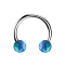 Micro Circular Barbell argento con due sfere blu opale