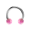Micro Circular Barbell argento con due sfere rosa opalino