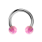 Micro Circular Barbell argento con due sfere rosa opalino