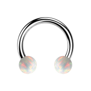 Campanile circolare in argento con due sfere di colore...