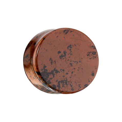 Flared plug made from mahogany obsidian stone