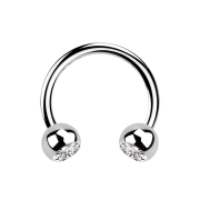 Micro Circular Barbell argento con due sfere di cristallo...