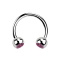 Micro Circular Barbell argento con due sfere di cristallo rosa
