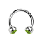 Micro Circular Barbell silver with two balls crystal light green