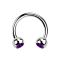 Micro Circular Barbell argento con due sfere di cristallo viola
