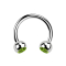 Micro Circular Barbell argent avec deux boules cristal vert clair