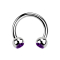 Micro Circular Barbell silver with two purple crystal balls