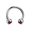 Micro Circular Barbell silver with two crystal balls fuchsia