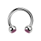 Circular barbell silver with two crystal balls pink