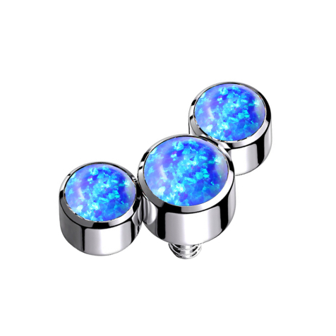 Ancrage dermique argent trois opales bleues