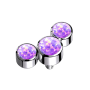 Ancre dermique argentée trois opales violettes