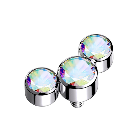 Dermal Anchor silver three crystals multicolor