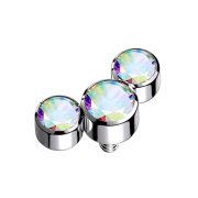 Dermal Anchor silver three crystals multicolor