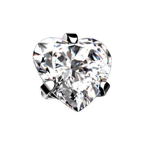 Ancrage dermique argenté Cœur cristal argenté serti