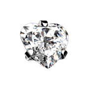 Dermal anchor silver heart crystal silver setting