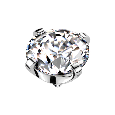 Dermal anchor silver crystal silver setting