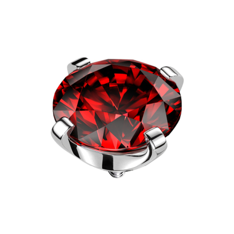 Ancoraggio cutaneo argento con cristallo rosso incastonato