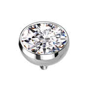 Dermal Anchor Hemisphere Silver with Crystal Silver