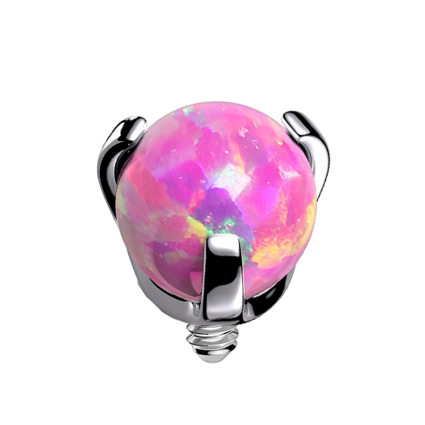 Dermal Anchor silber Kugel Opal pink gefasst