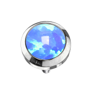 Dermal anchor silver with light blue opal