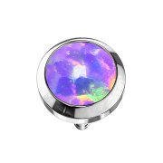 Dermal anchor silver with violet opal