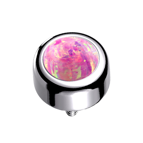 Dermal Anchor Cylinder Silver with Opal Pink