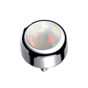 Dermal Anchor Cylinder Silver with White Opal