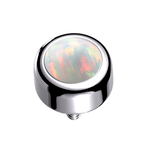 Dermal Anchor Cylinder Silver with White Opal