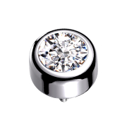 Dermal Anchor Cylinder Silver with Crystal Silver
