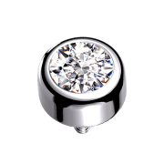 Dermal Anchor Cylinder Silver with Crystal Silver