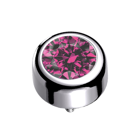 Dermal Anchor Cylinder Silver with Pink Crystal