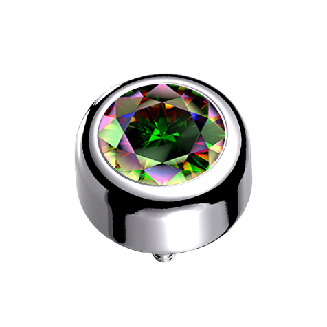 Dermal Anchor Cylinder silver with crystal dark multicolor