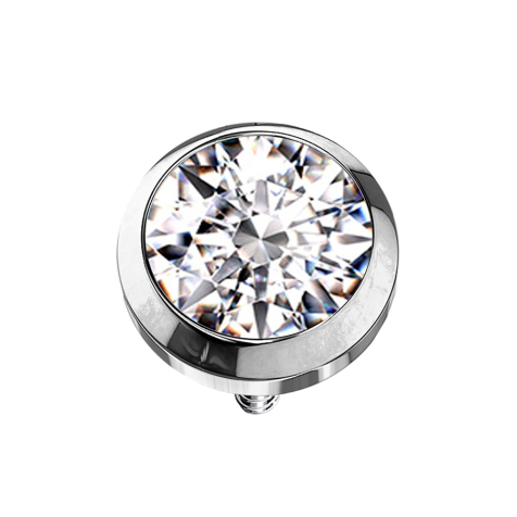 Dermal Anchor silver with crystal silver