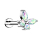 Micro Labret femelle argenté papillon avec cristaux multicolores