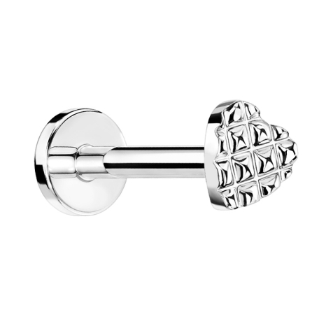 Micro Labret Innengewinde silber Herz mit Struktur