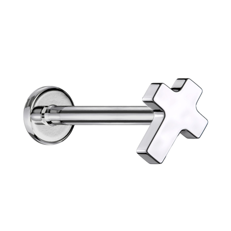 Micro Labret Innengewinde silber Kreuz
