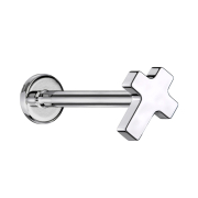 Micro labret filetage intérieur argent croix