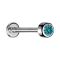 Micro Labret Internal Thread Silver Cylinder with Crystal Aqua