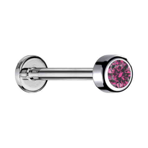 Micro Labret filetage intérieur argent cylindre avec cristal rose
