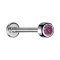 Micro Labret filetage intérieur argent cylindre avec cristal rose