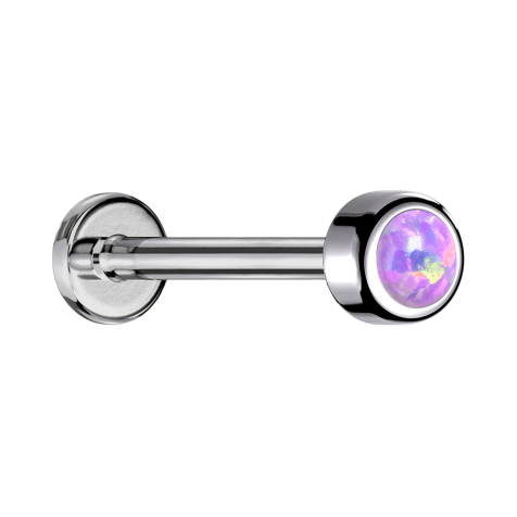 Micro Labret filetage intérieur argent cylindre avec opale violette