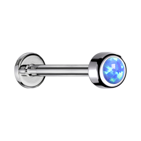Micro Labret filetage intérieur argent cylindre avec opale bleu clair
