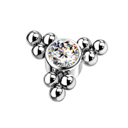 Dermal Anchor silver balls triangle with crystal silver